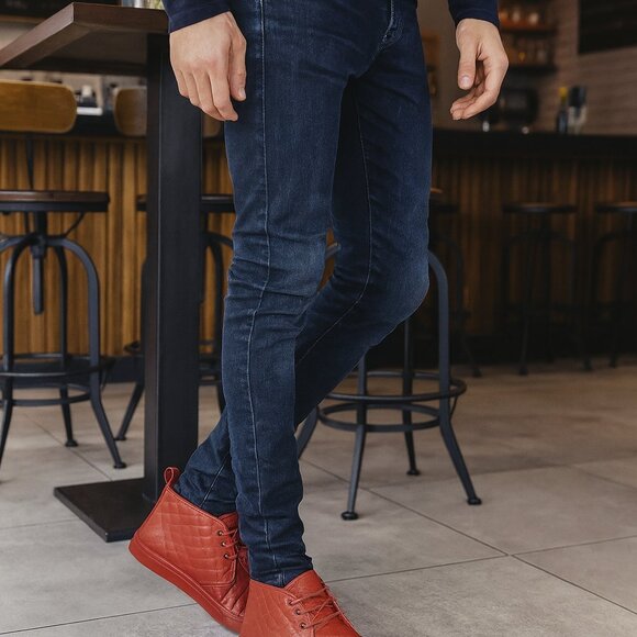 DEL TORO RED LEATHER QUILTED HIGH TOP CHUKKA SNEAKER US MENS 12 HIGH TOP - Picture 14 of 14